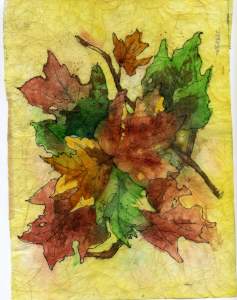 Bouquet Of Fall Leaves Batik Watercolor Class