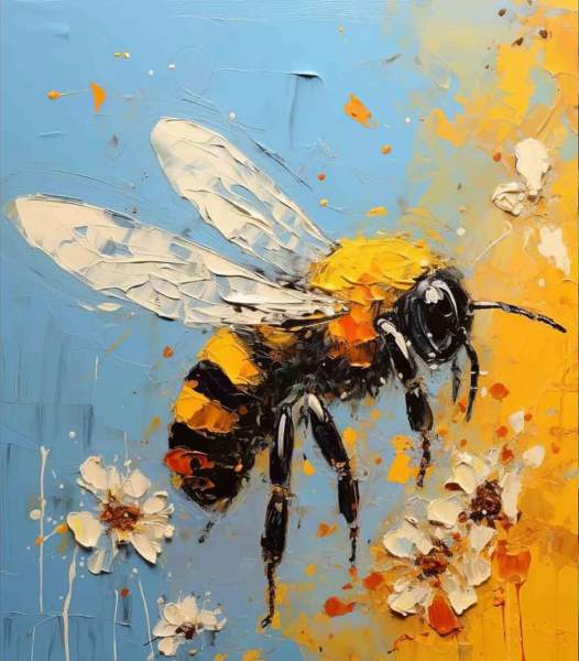 Bees on Flowers - Paintings Only